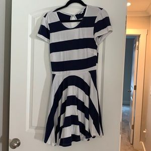 Striped cut out back dress